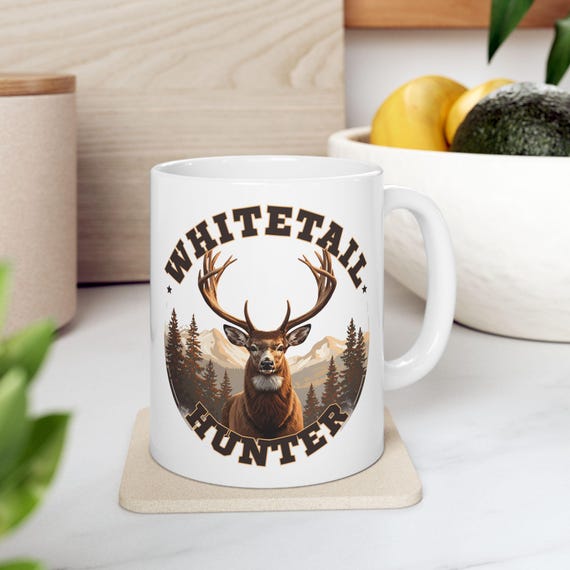 Whitetail Deer Hunter Mug, Deer Hunter Coffee Cup additional view 3