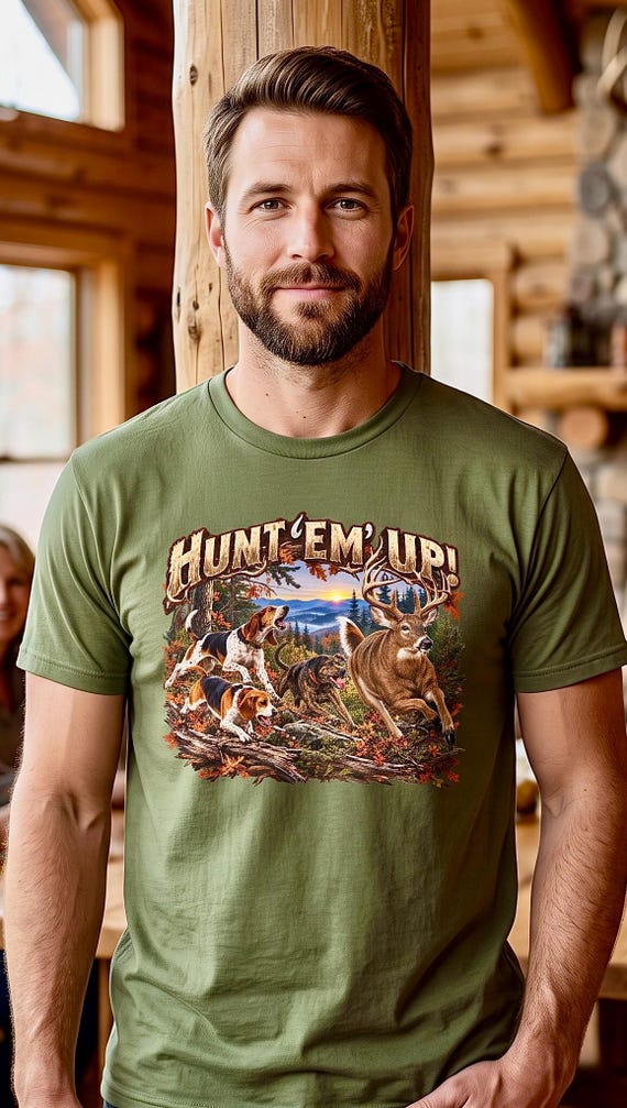 Hunt Em Up Deer Dog Hunting Tee beagle whitetail chase additional view 2