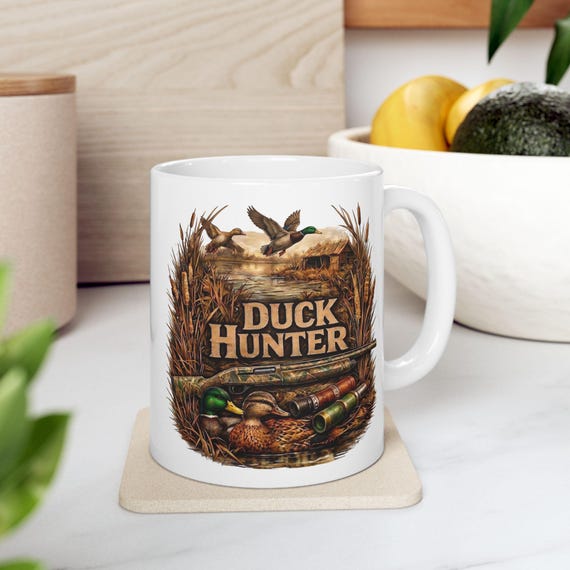 Mallard Duck Hunter Mug, Waterfowl Hunting Coffee Cup additional view 4