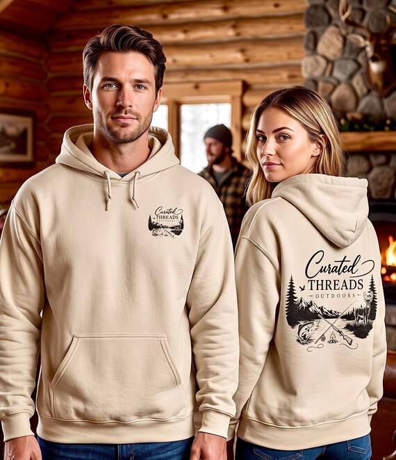 Curated Threads Outdoors Hoodie, Mountain Fishing Hunting Sweatshirt additional view 3