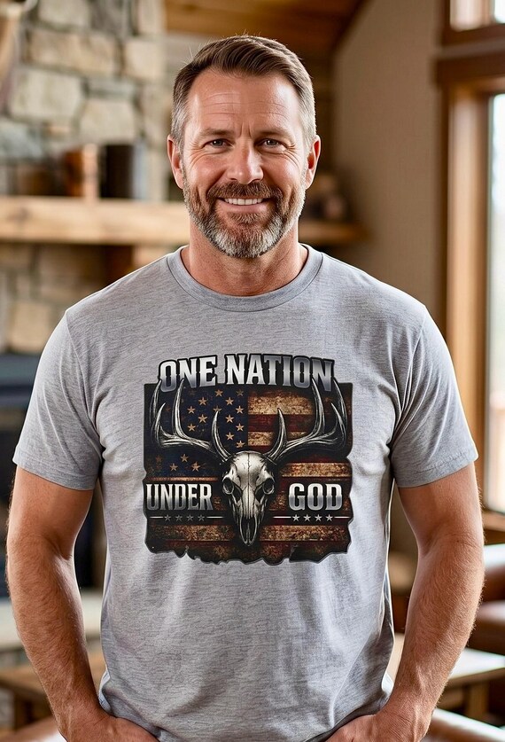 Whitetail American Flag One Nation Under God Shirt additional view 8