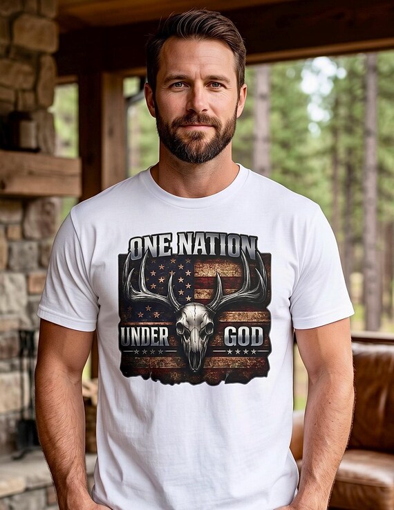 Whitetail American Flag One Nation Under God Shirt additional view 3