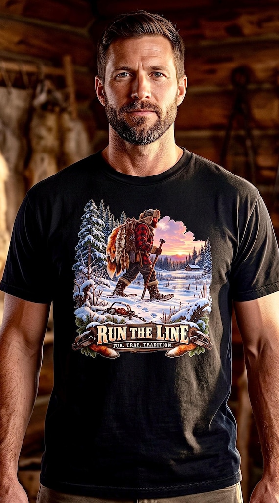 Run The Line Fur Trapper Tee trapline mountain man additional view 3