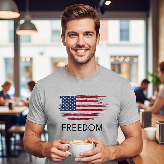 Freedom American Flag Shirt, Distressed Patriotic Tee, 4th of July Gift additional view 7