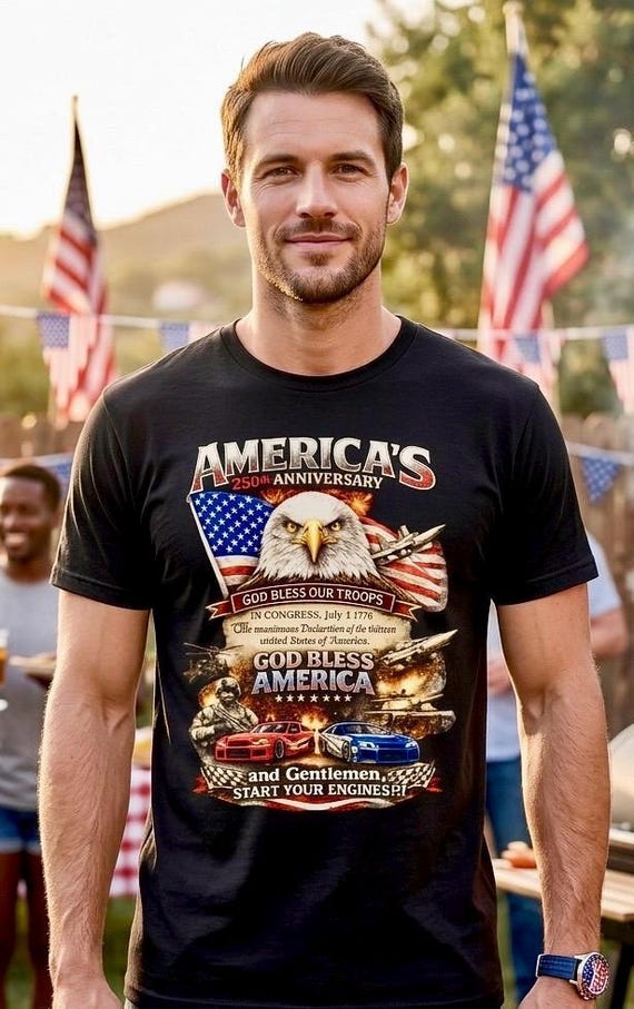 Bald Eagle Patriotic 250th TShirt, American Flag Graphic Tee product photo