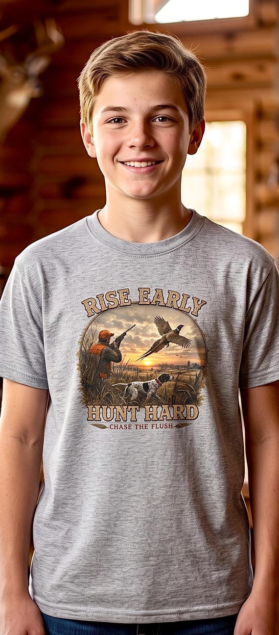 Rise Early Hunt Hard Kids Shirt pheasant hunting additional view 2