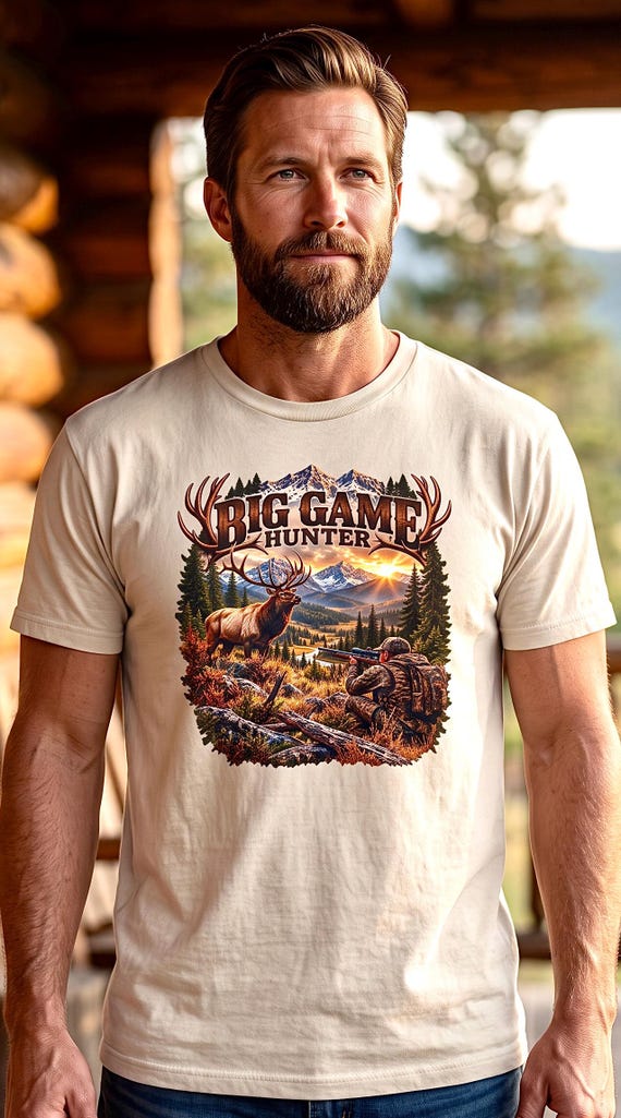Elk Hunting Shirt, Big Game Hunter Graphic Tee additional view 8
