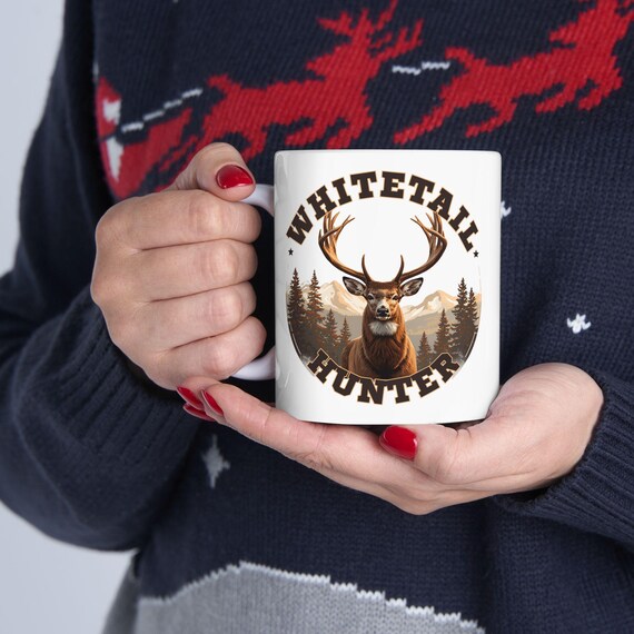 Whitetail Deer Hunter Mug, Deer Hunter Coffee Cup additional view 4