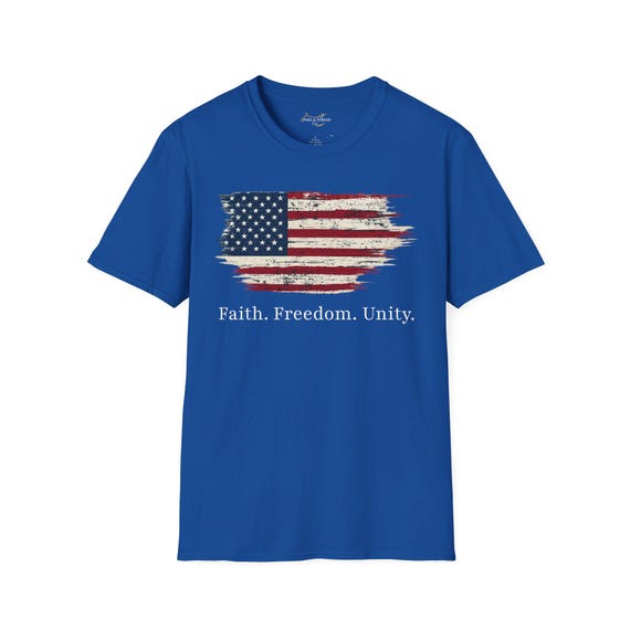 Faith Freedom Unity Distressed American Flag T-Shirt additional view 8