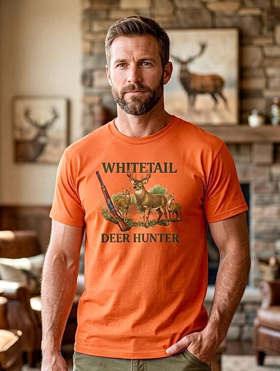 Whitetail Deer Hunter Graphic Tee, Wildlife Buck Hunting Apparel additional view 2