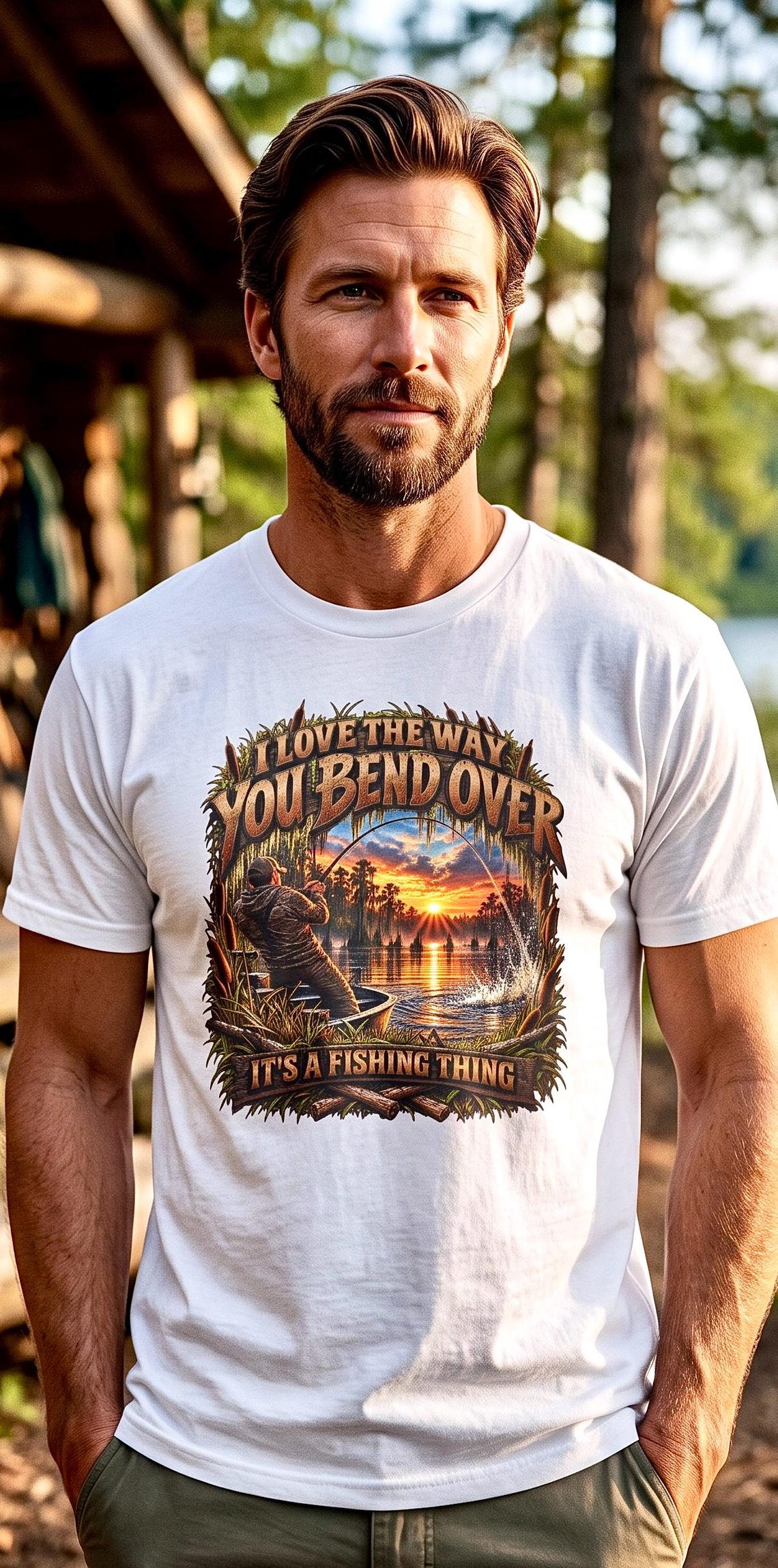 I Love The Way You Bend Over Fishing Tee funny fisherman shirt product photo