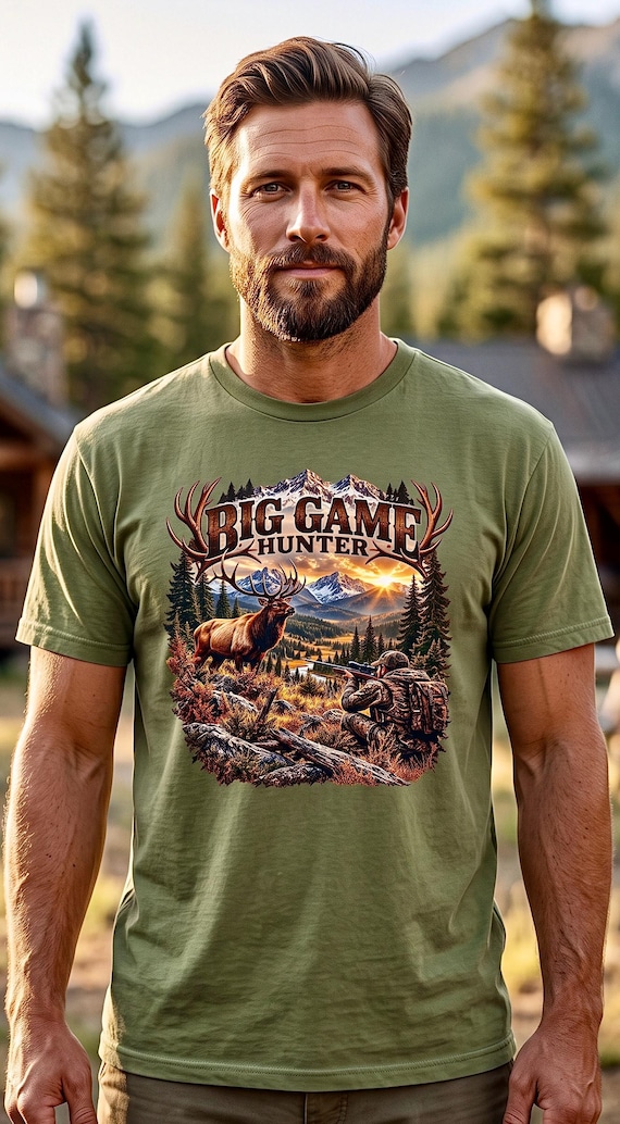 Elk Hunting Shirt, Big Game Hunter Graphic Tee product photo