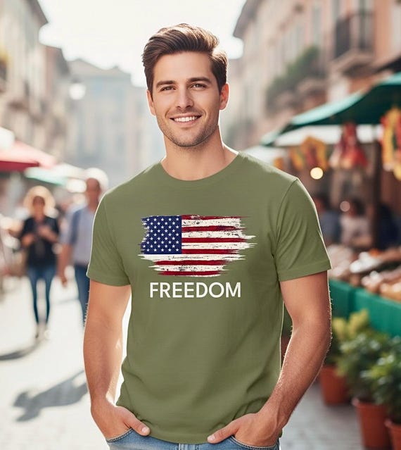 Freedom American Flag Shirt, Distressed Patriotic Tee, 4th of July Gift additional view 4