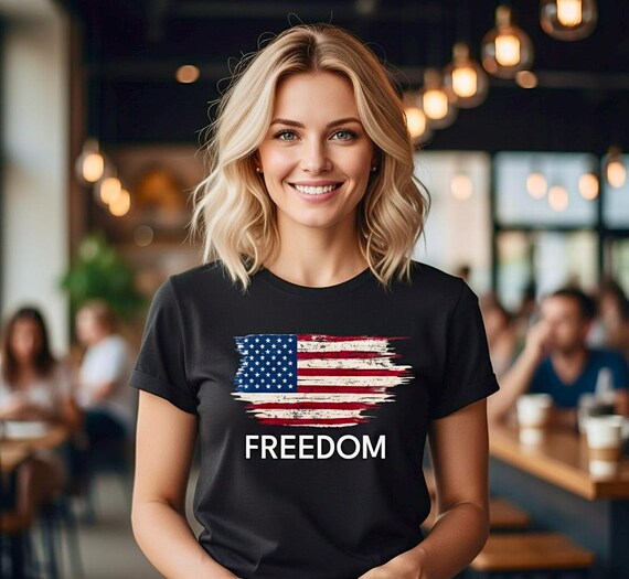 Freedom American Flag Shirt, Distressed Patriotic Tee, 4th of July Gift additional view 5