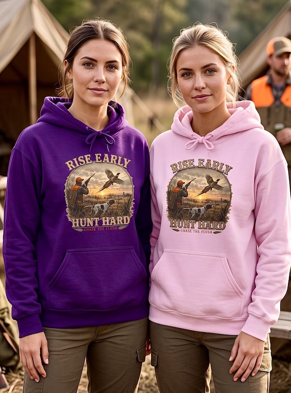 Rise Early Hunt Hard Hoodie, Vintage Pheasant Hunting Sweatshirt, Upland Bird Hunter Gift, Hunting Birthday Christmas Gift additional view 9