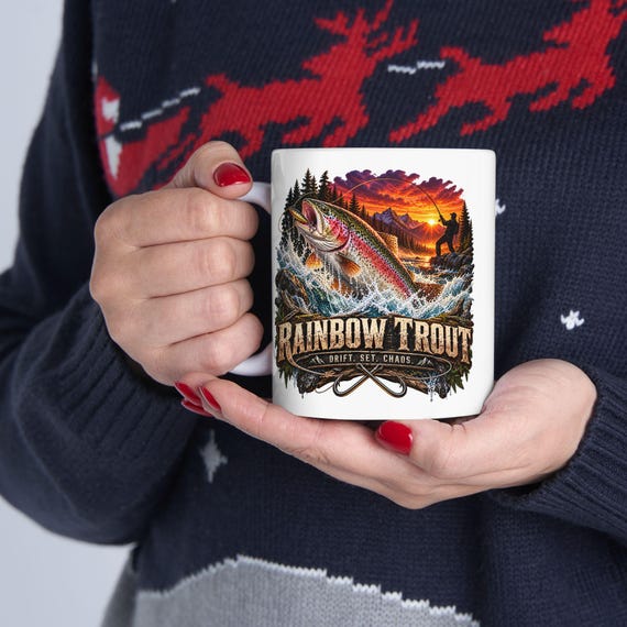 Rainbow Trout Drift Set Chaos Mug river trout fishing coffee cup additional view 8