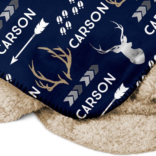 Deer Blanket Personalized Baby Blanket Antler Blanket Etsy