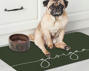 Dog Food Mat, Customize Name Colors and Font, Gifts for Dogs, Puppy or Kitten Cat, Water Absorbent Floor Placemat, Home Decor, Gift New Pet