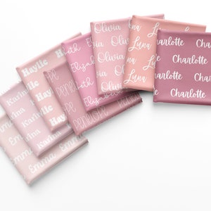 Baby Girl Personalized Swaddle Blanket, Newborn Boho Hippie Trendy Colors, Mauve Pink Name Reveal, Custom Print Shower Gift Monogrammed