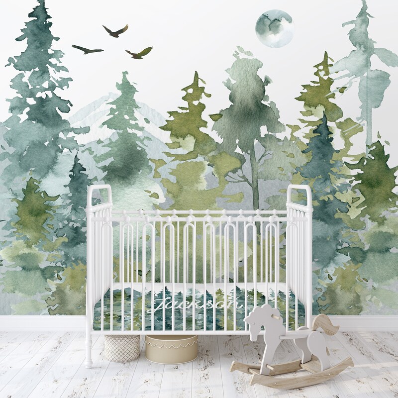 Woodland Nursery Wallpaper - Etsy
