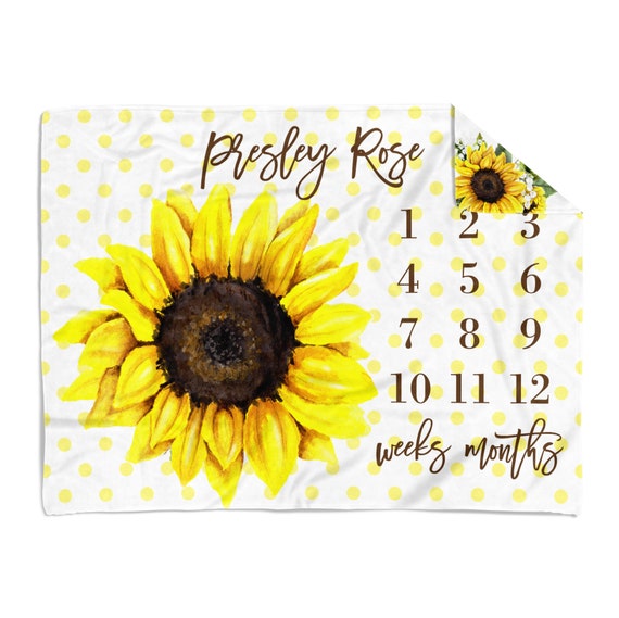 Sunflower Milestone Blanket monogram Custom Photo Baby Blanket growth Chart month Growth Tracker watch Me Grow baby Shower Gift Etsy Canada