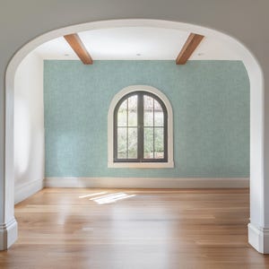 Aqua Linen Pattern Wallpaper, Traditional or Peel and Stick Removable, Home Decor, Versatile, Accent Wall, Neutral bild 2