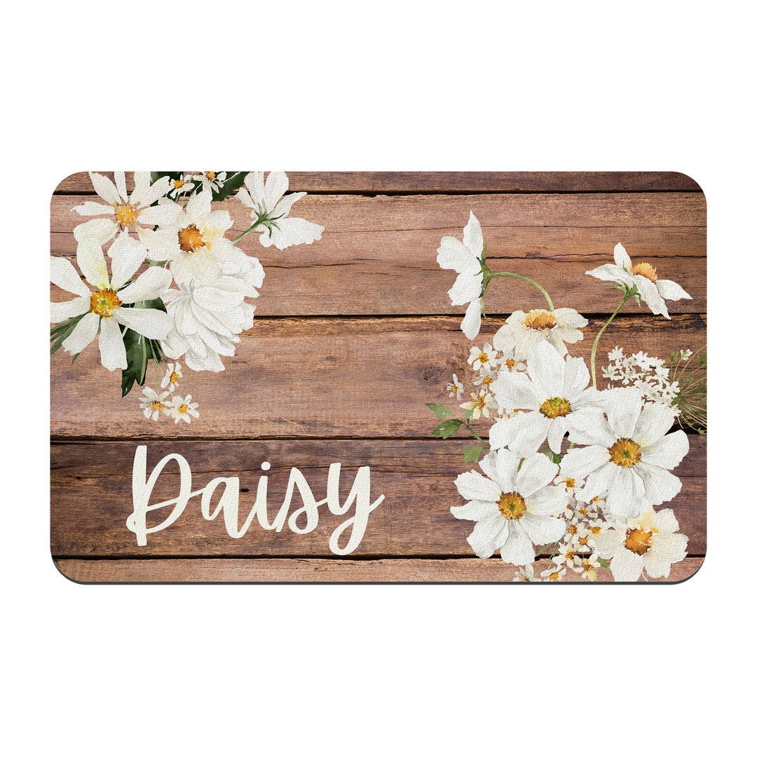 Personalized Daisies Pet Placemat / Custom Dog Bowl Mat / New Puppy