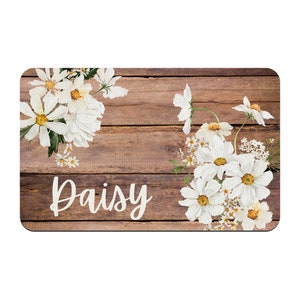Personalized Daisies Pet Placemat / Custom Dog Bowl Mat / New Puppy Supplies / Water Bowl Mat / Girl Dog / Girl Cat / Daisy Flowers