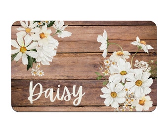 Personalized Daisies Pet Placemat / Custom Dog Bowl Mat / New Puppy Supplies / Water Bowl Mat / Girl Dog / Girl Cat / Daisy Flowers