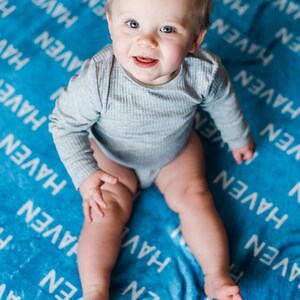 Baby Name Blanket Boy, Sage Green Blanket with Name, Personalized Baby Boy Blanket, New Baby Gift, Sibling Blankets image 7