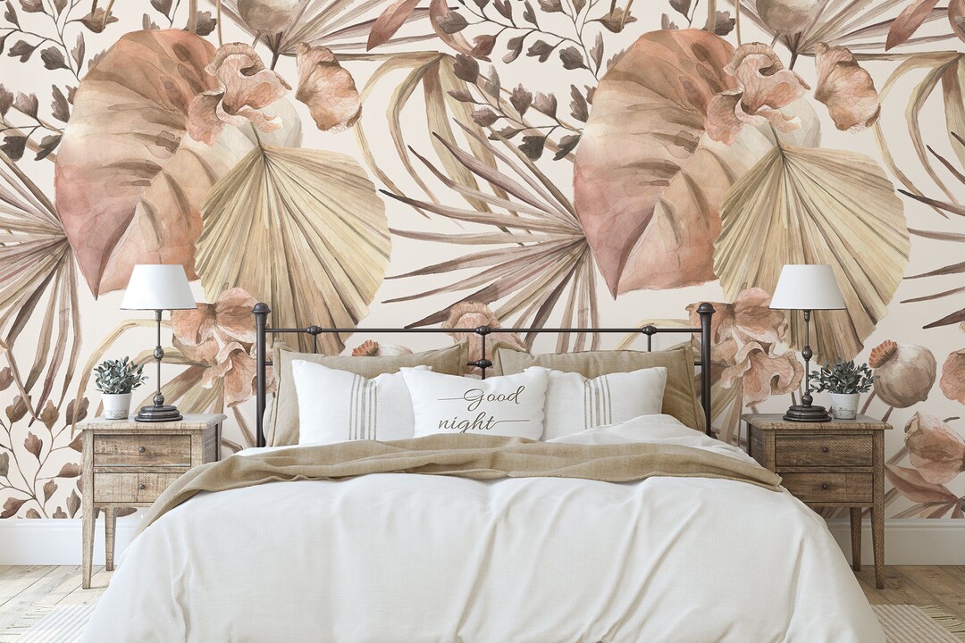 Vintage Rose Gold Leaf Wallpaper / Peel and Stick Removable / Baby Girl