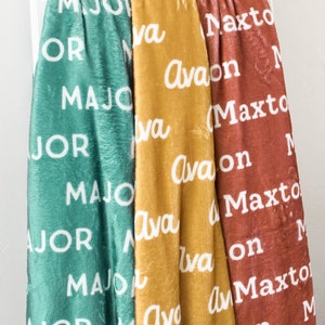 Baby Name Blanket Boy, Sage Green Blanket with Name, Personalized Baby Boy Blanket, New Baby Gift, Sibling Blankets image 6