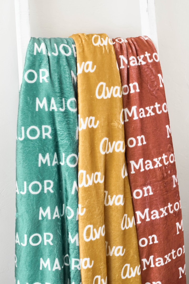 Baby Name Blanket Boy, Sage Green Blanket with Name, Personalized Baby Boy Blanket, New Baby Gift, Sibling Blankets image 6