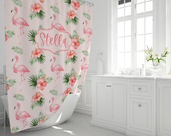 Flamingo Shower Curtain Bathroom Liner Set Fabric Shower Curtain Sheer #8 