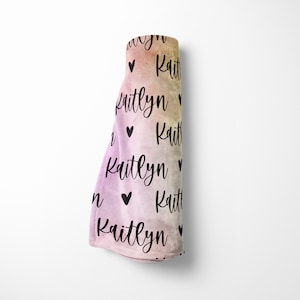 Rainbow Colored Minky Name with Heart Blanket / Personalized Baby Blanket / Choose Your Font and Color / Plush Minky / Sibling Blankets