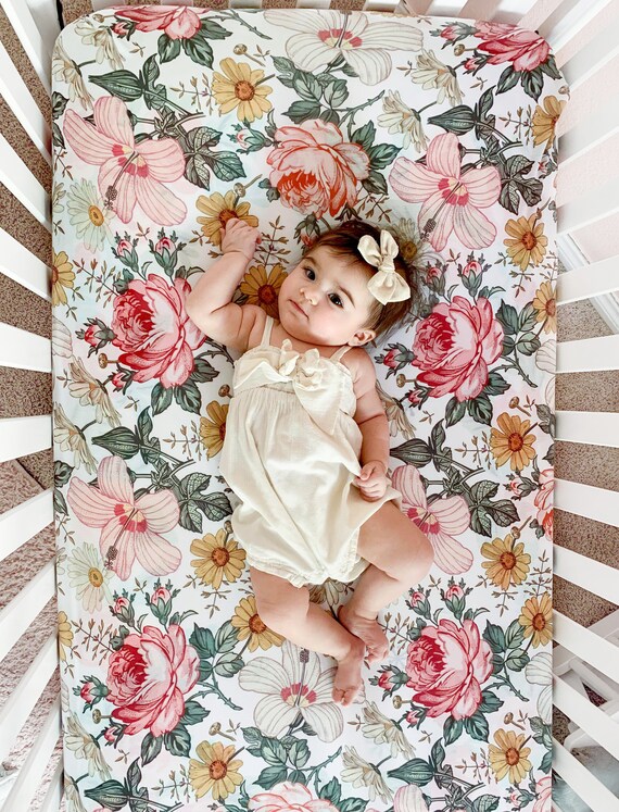 Vintage floral crib sheet sale