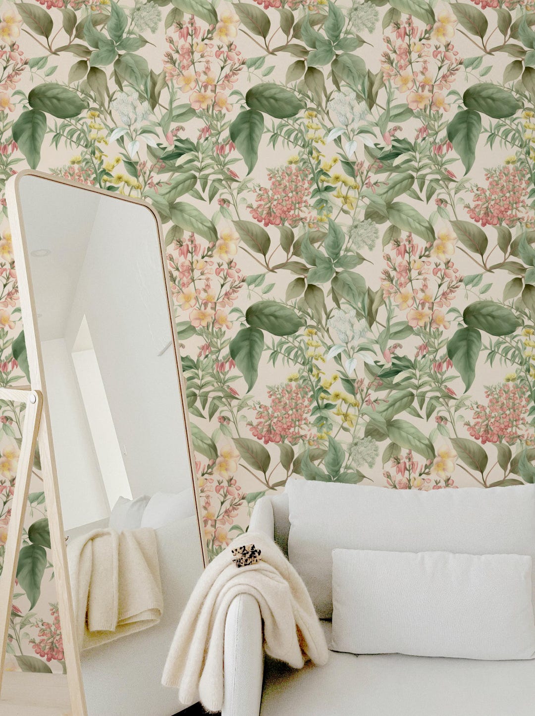 Garden French Vintage Botanical Wallpaper, French Tree Vine Flowers ...