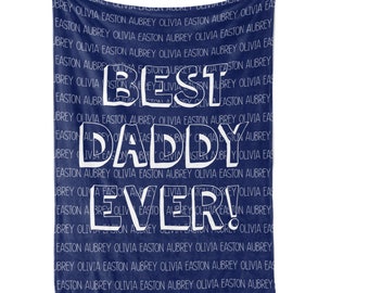 Personalized Dad Blanket / You choose colors / Favorite Color / Kids Names / Daddy Grandpa Papa Blanket / Gift From Kids / Fathers Day Gift