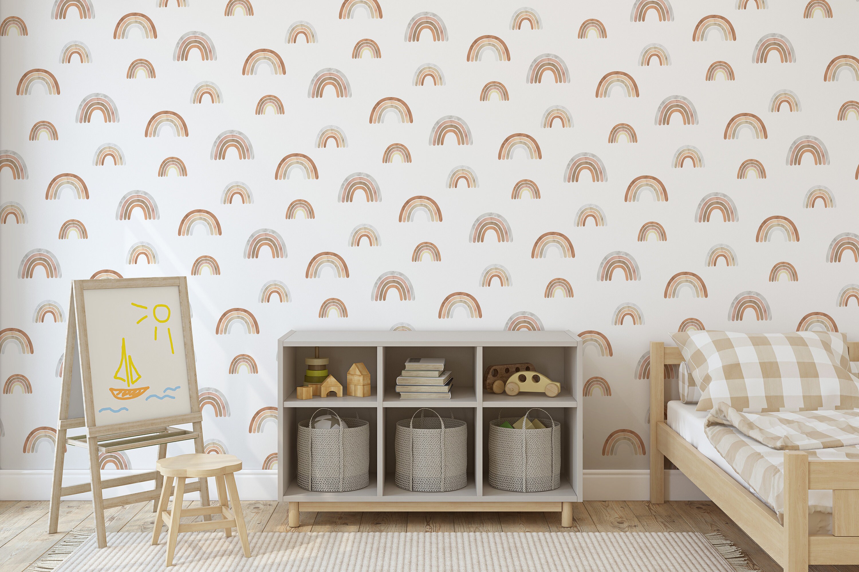 Neutral Rainbow Wallpaper / Peel and Stick Removable / Baby Etsy