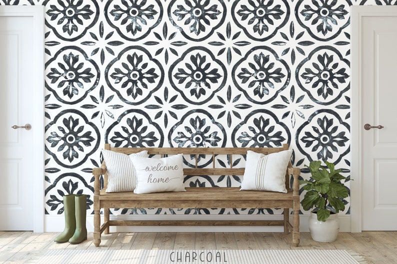 Mosaic Tile Look Wallpaper / Peel and Stick Removable / Etsy