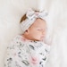 Soft Floral Rose Swaddle Blanket Headband Hat Set / Personalized Baby Shower Gift / Hospital Newborn Photos Prop / Rosie Collection