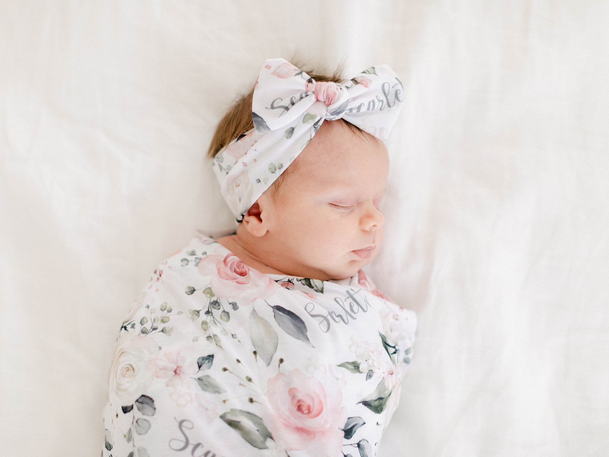 USA Newborn Baby Floral Swaddle Wrap Swaddling Sleeping Bag Blanket Headband Set 