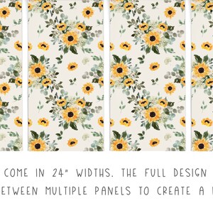 Sunflower Spring Bright Pastel Wallpaper, Autumn Fall Yellow, Peel Stick Removable, Baby Girl Nursery Decor Boho Vintage Neutral Large Mural image 2