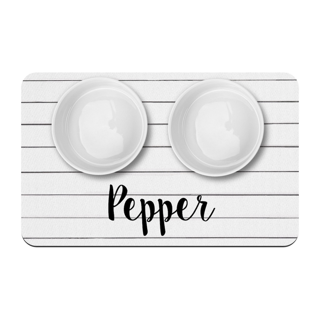 Farmhouse Shiplap Personalized Dog Bowl Mat / Custom Pet Placemat, New