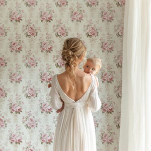 Pink Vintage Rose Wallpaper, Peel and Stick Removable, Elegant Shabby Chic, Coquette Grandmillennial, Traditional Floral Baroque Vines