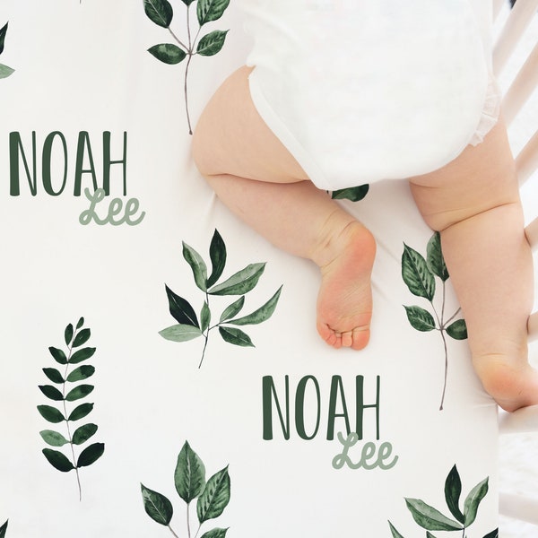 Green Leaf Crib Sheet Etsy