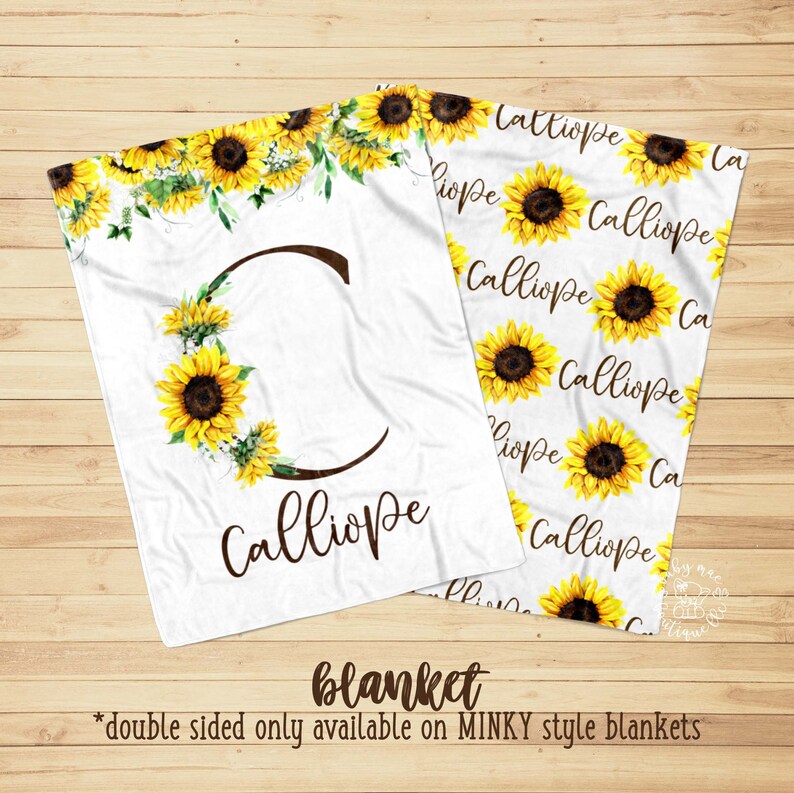 Sunflower Baby Girl Blanket Gift Set Personalized Baby Etsy
