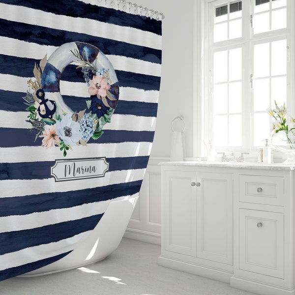 Nautical Shower Curtain Etsy