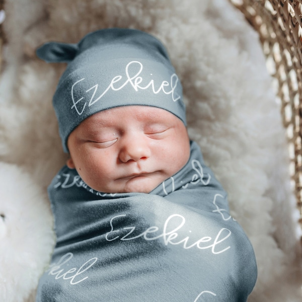 Baby Boy Hospital Muslin and Hat Etsy