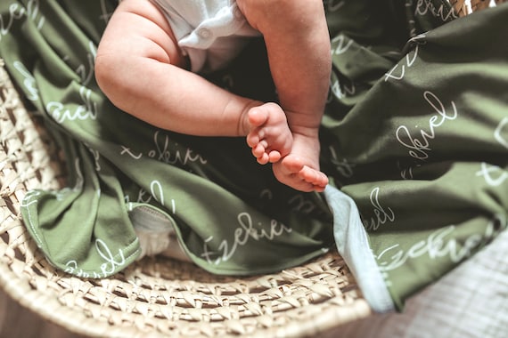 Baby Blue Swaddle and Hat Set Newborn Name Reveal Baby Boy